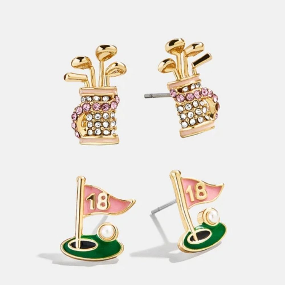 New! BaubleBar Hole In One Golf Bag & 18th Hole Flag Earring Set 2-Pair • NWOT